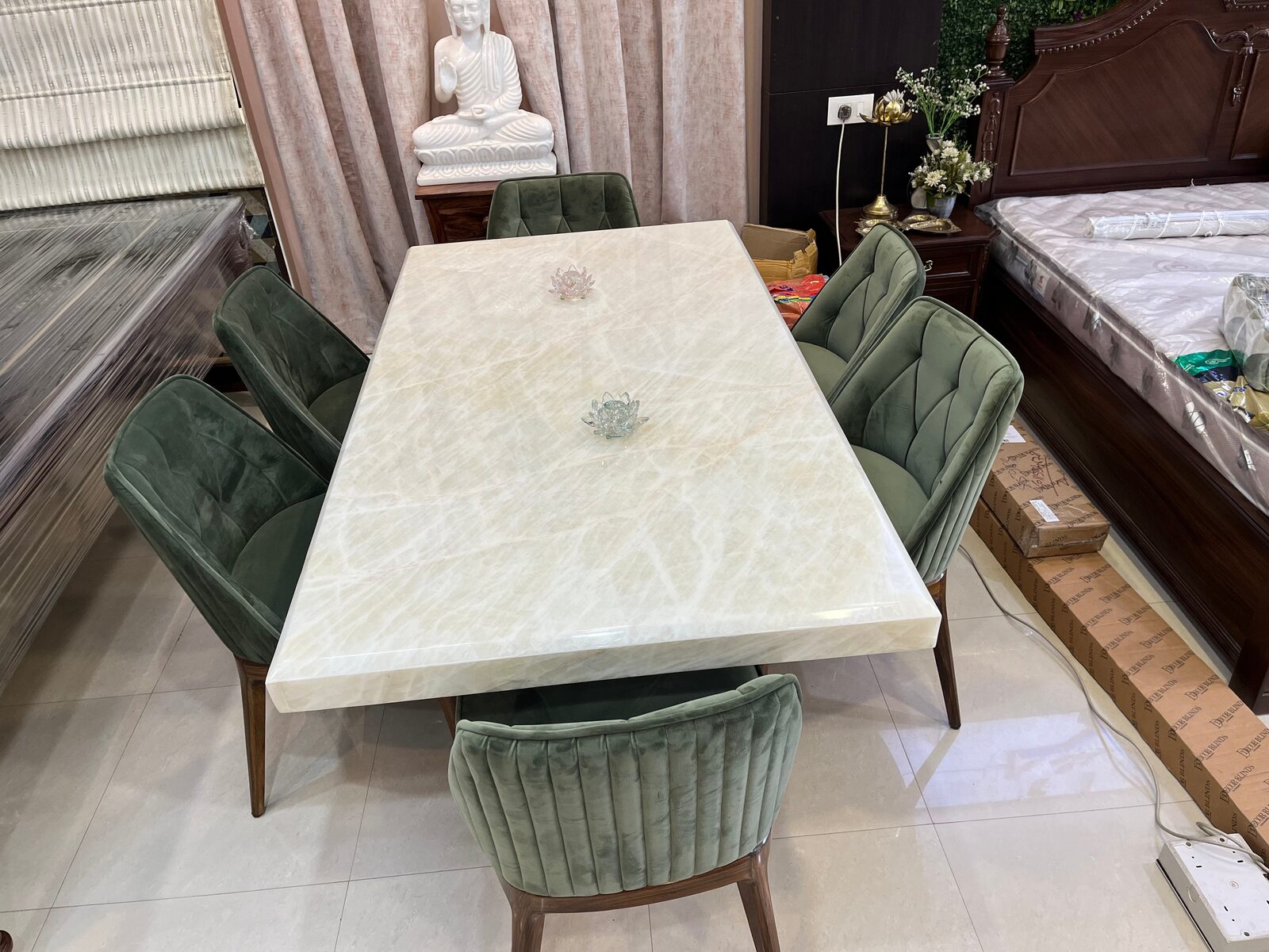 Imperial Marble Dining Table - Side View
